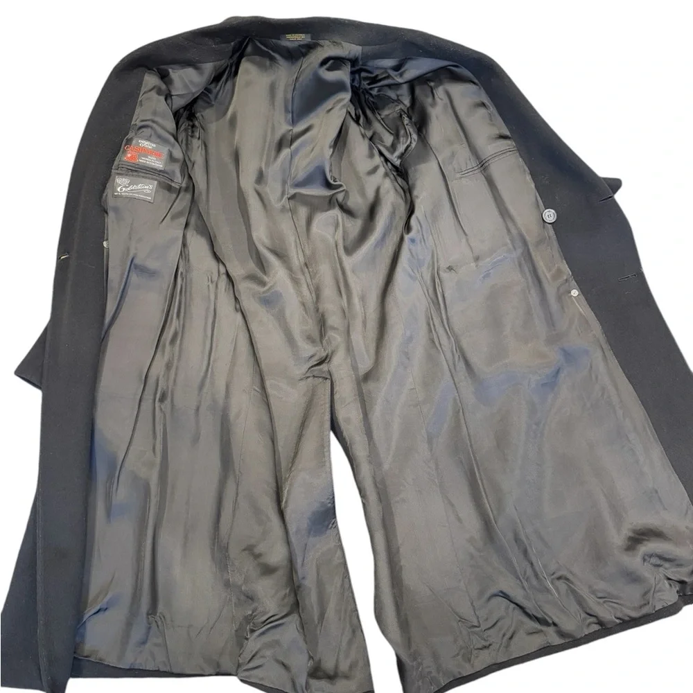 Black Long  Coat Imported Fabric Cashmere Size 44R‎